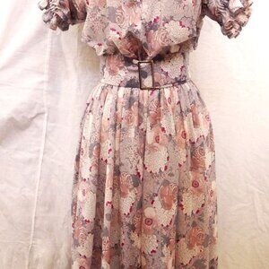 Vintage 1980's Summer Frock - Print Prairie Style Dress